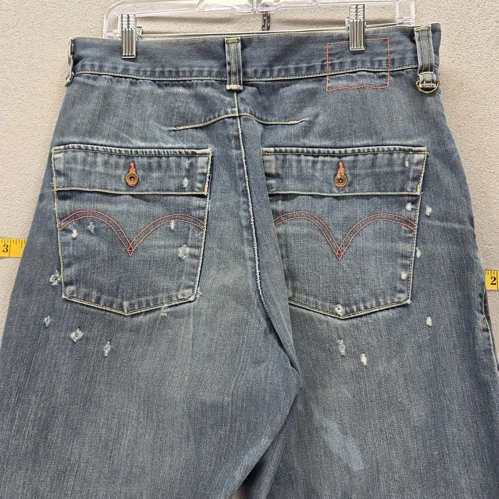 Vintage Levis Engineered Jeans Mens Blue Twisted Baggy Wide Leg Y2K Fits 32x28